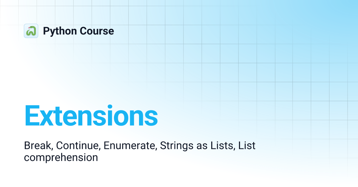Extensions | Python Course